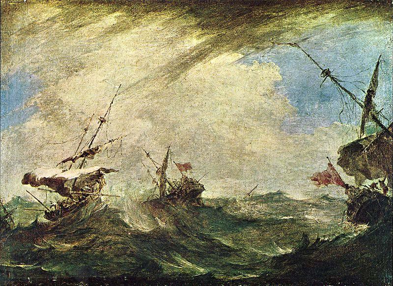 Francesco Guardi Schiffe im Meeresgewitter oil painting picture
